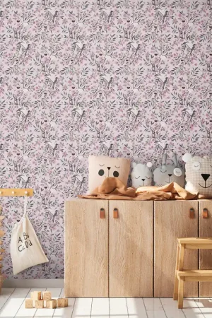 Papier peint intissé oiseau et végétal rose AS CREATION Super Prix