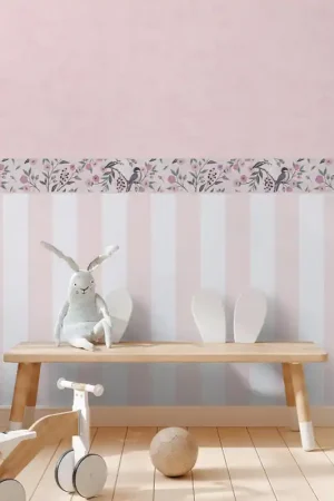Frise murale oiseau végétal rose AS CREATION Prix Cassé