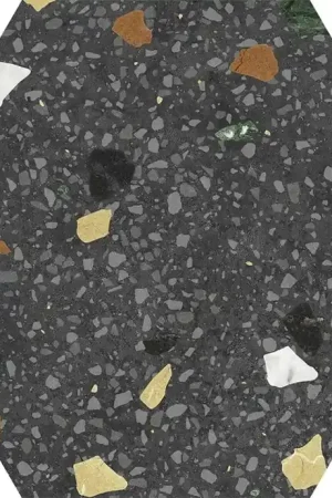 Vente Directe Grès cérame Hexagonal Tritato Noir 23x27 0.75m2 Keros